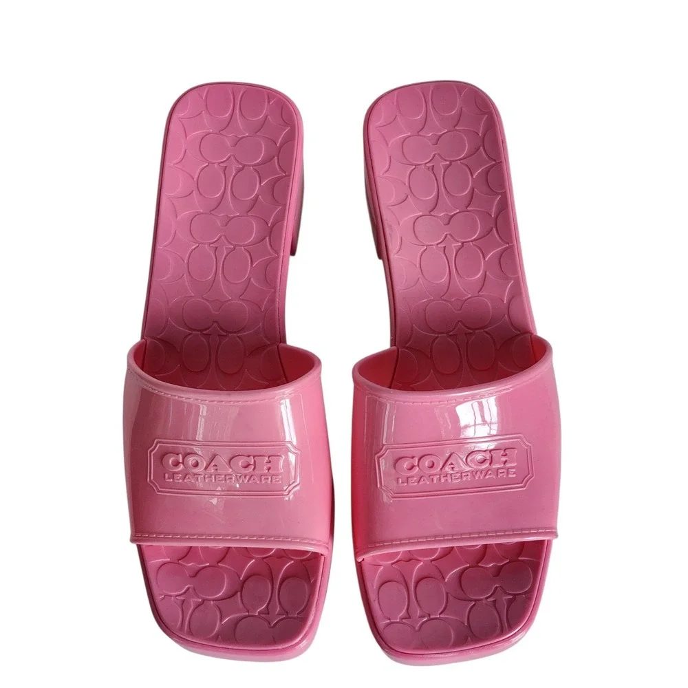 Coach Scarlett Jelly Sandal Pink Platform Slide Block Heel C8998 Womens 10